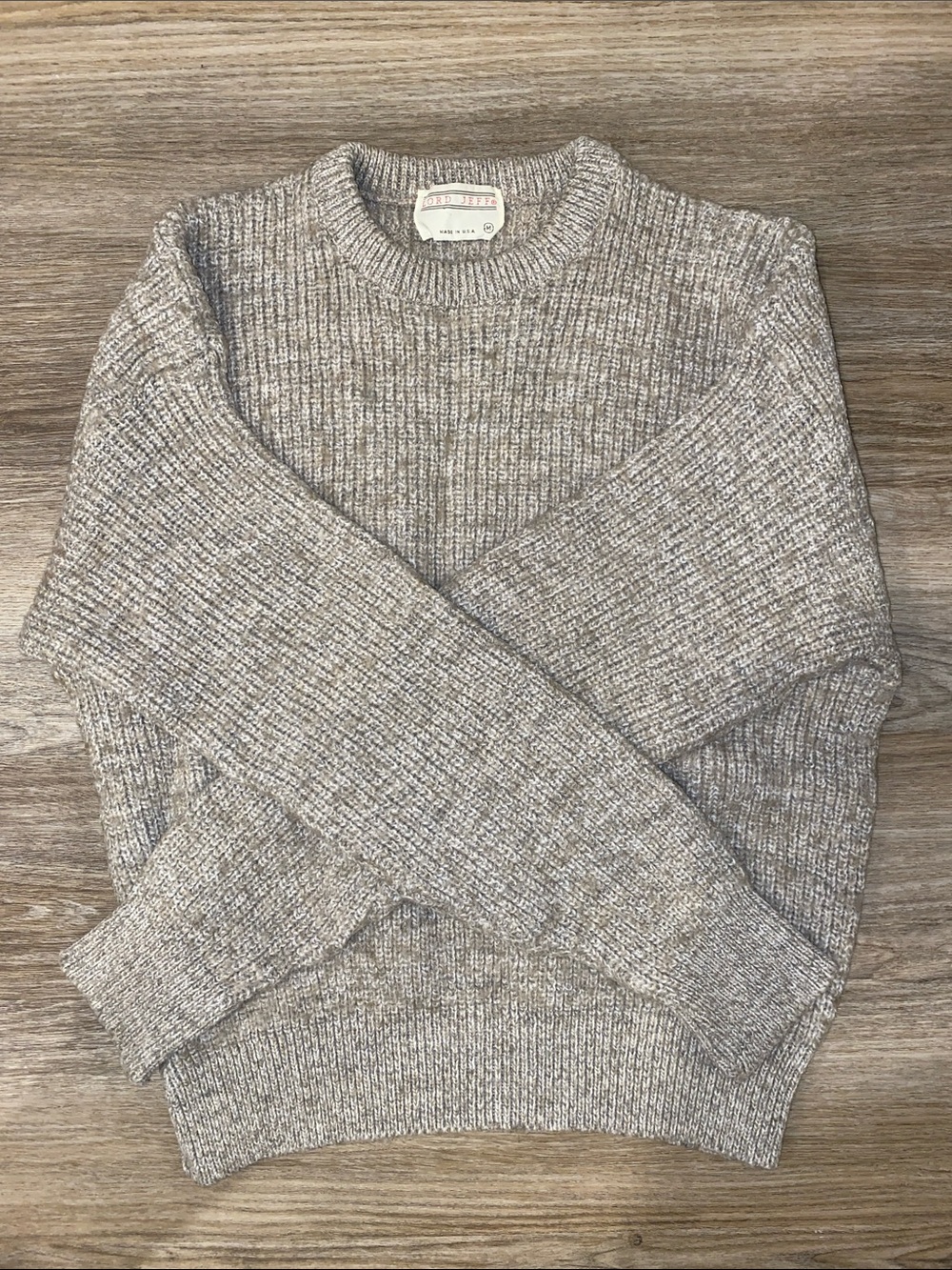 Men's Neutral Marled Crewneck Sweater - Taupe Heather - Picture 2 of 3
